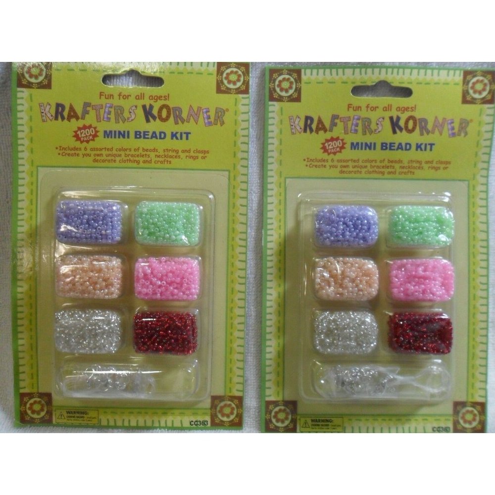 2 New Krafters Korner Mini Seed Bead Kits 1200 pcs